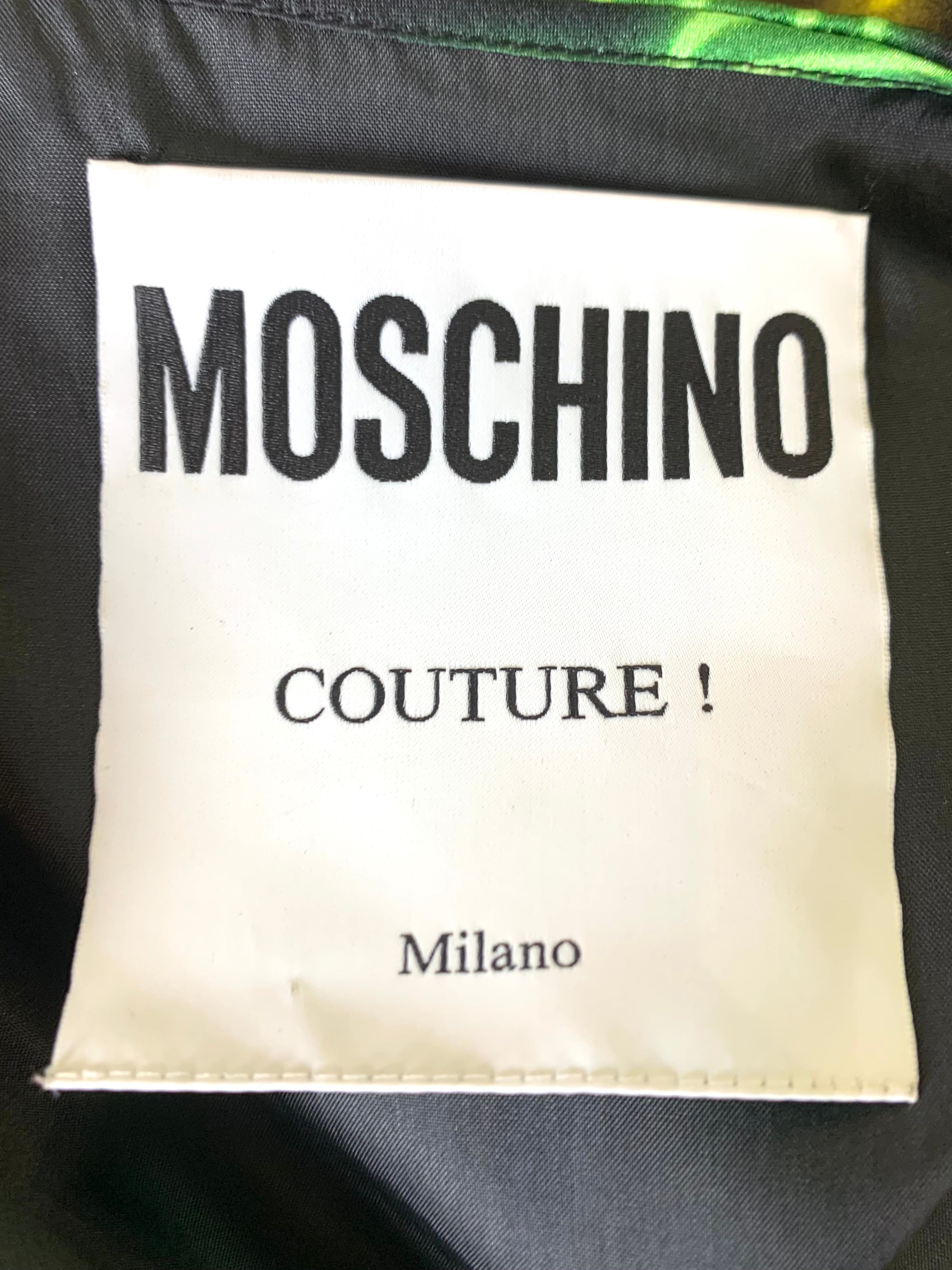 Moschino Couture SS 2016 Neon Sign Novelty Print Silk Gown LABEL