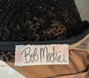 Bob Mackie 90s Re Carpet Black Beaded Cowl Neck Gown LABEL 6 of 6