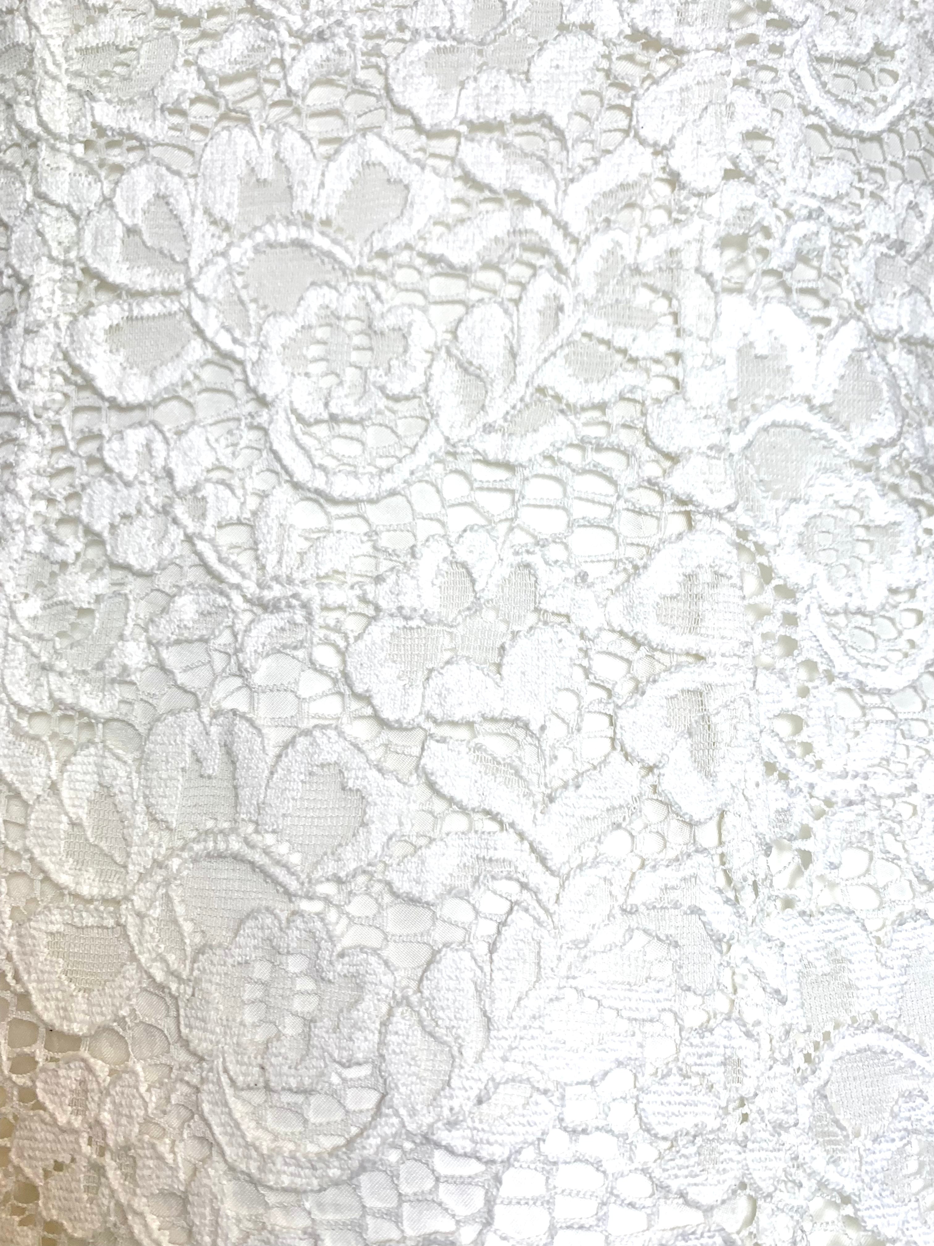 2000s Nina Ricci White Lace Mini Dress, detail