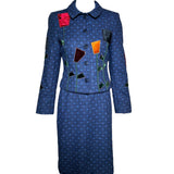 Moschino Cheap and Chic Wool Velvet Flowers Suit Ensemble FRONT PHOTO 1 OF 7