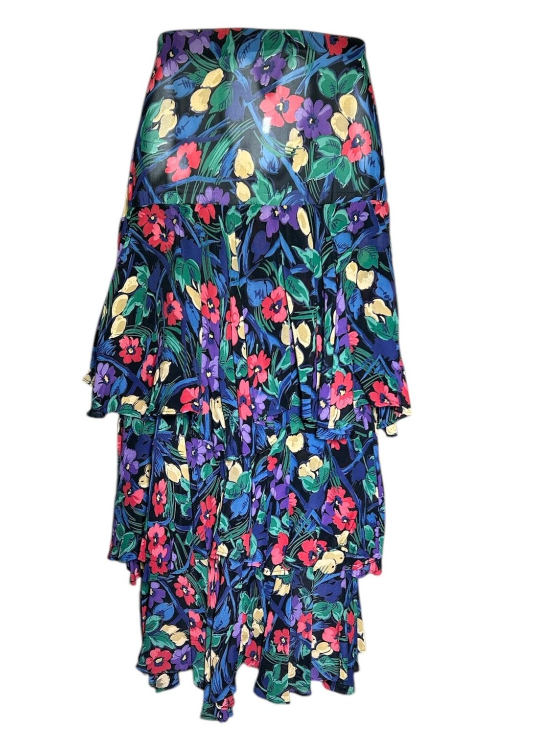 Norma Kamali Multicolor Florals Silk 2 Piece Ensemble SKIRT PHOTO 5 OF 8