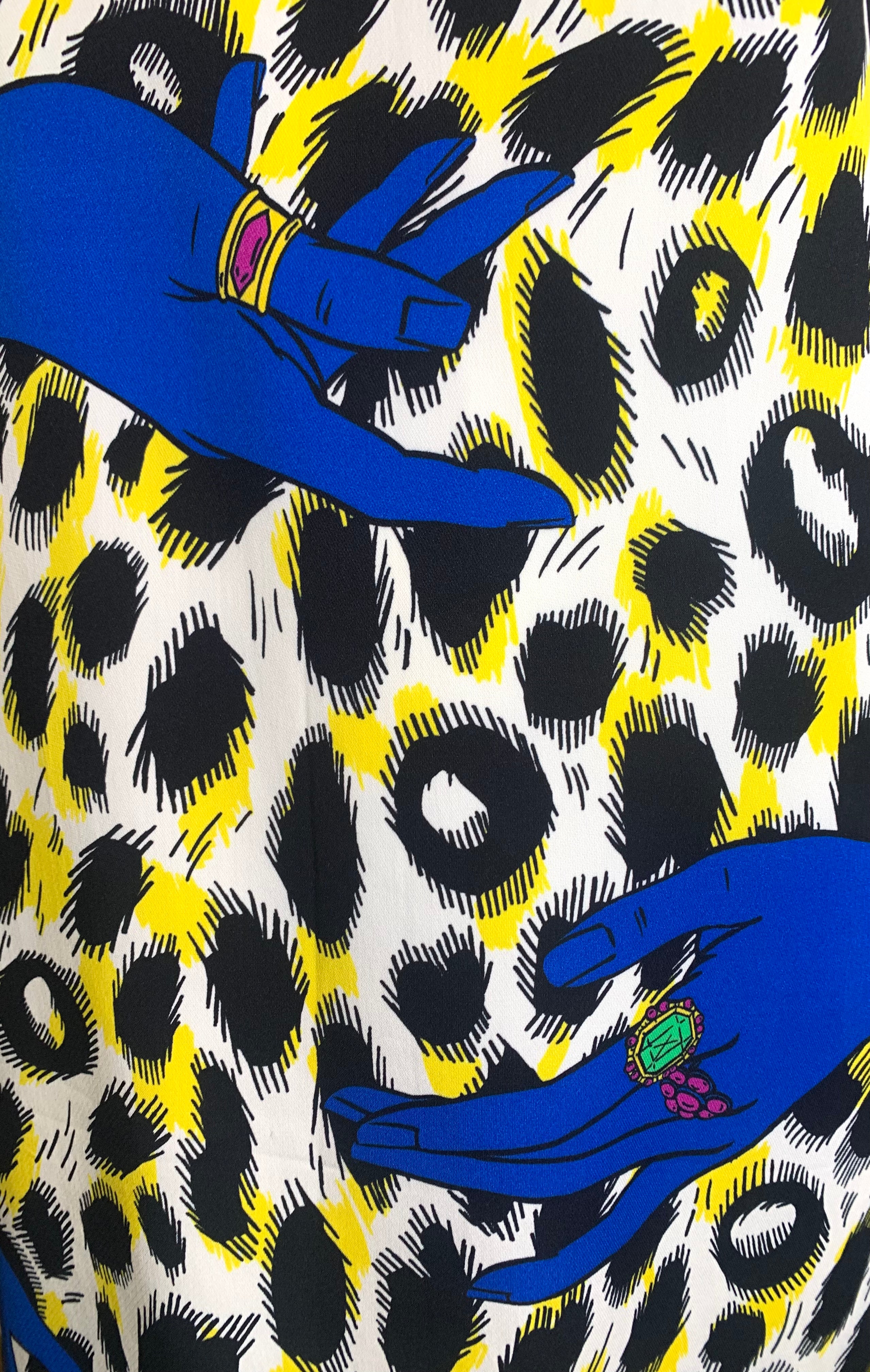 Moschino 2010's Animal & Hand Pop Art Print Dress PRINT DETAIL