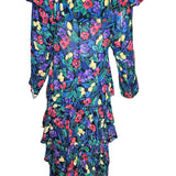 Norma Kamali Multicolor Florals Silk 2 Piece Ensemble BACK PHOTO 3 OF 8