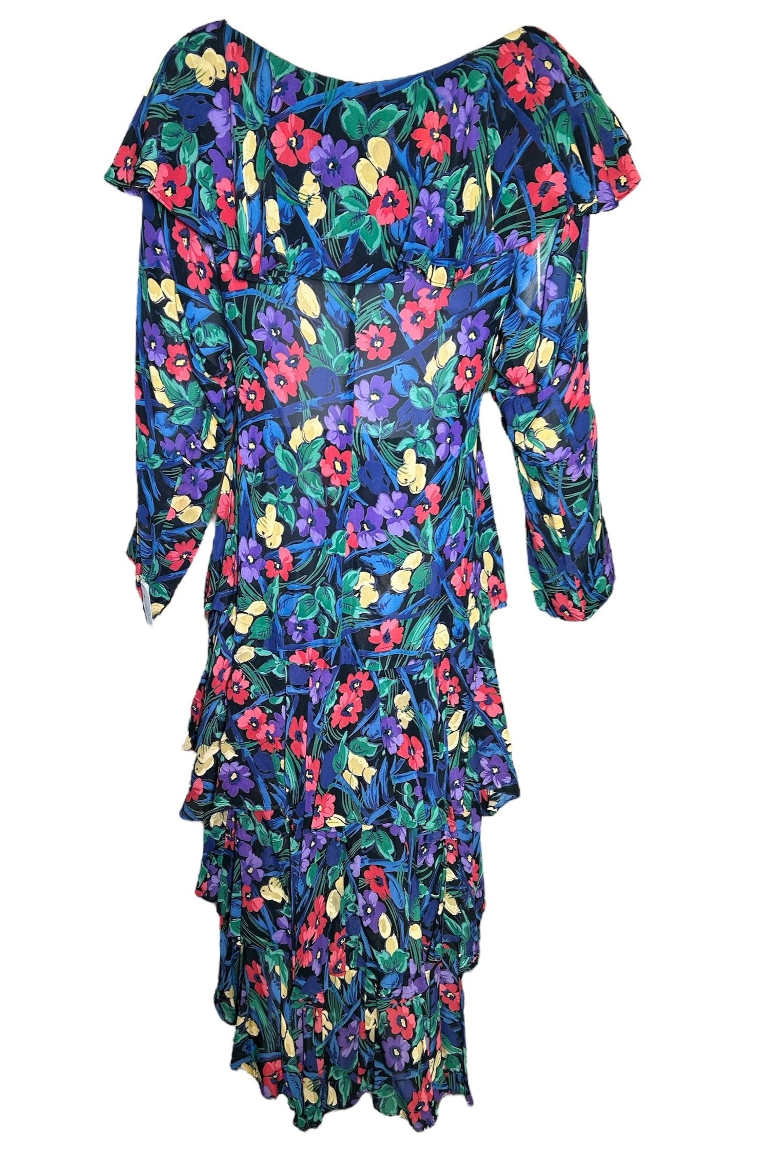 Norma Kamali Multicolor Florals Silk 2 Piece Ensemble BACK PHOTO 3 OF 8