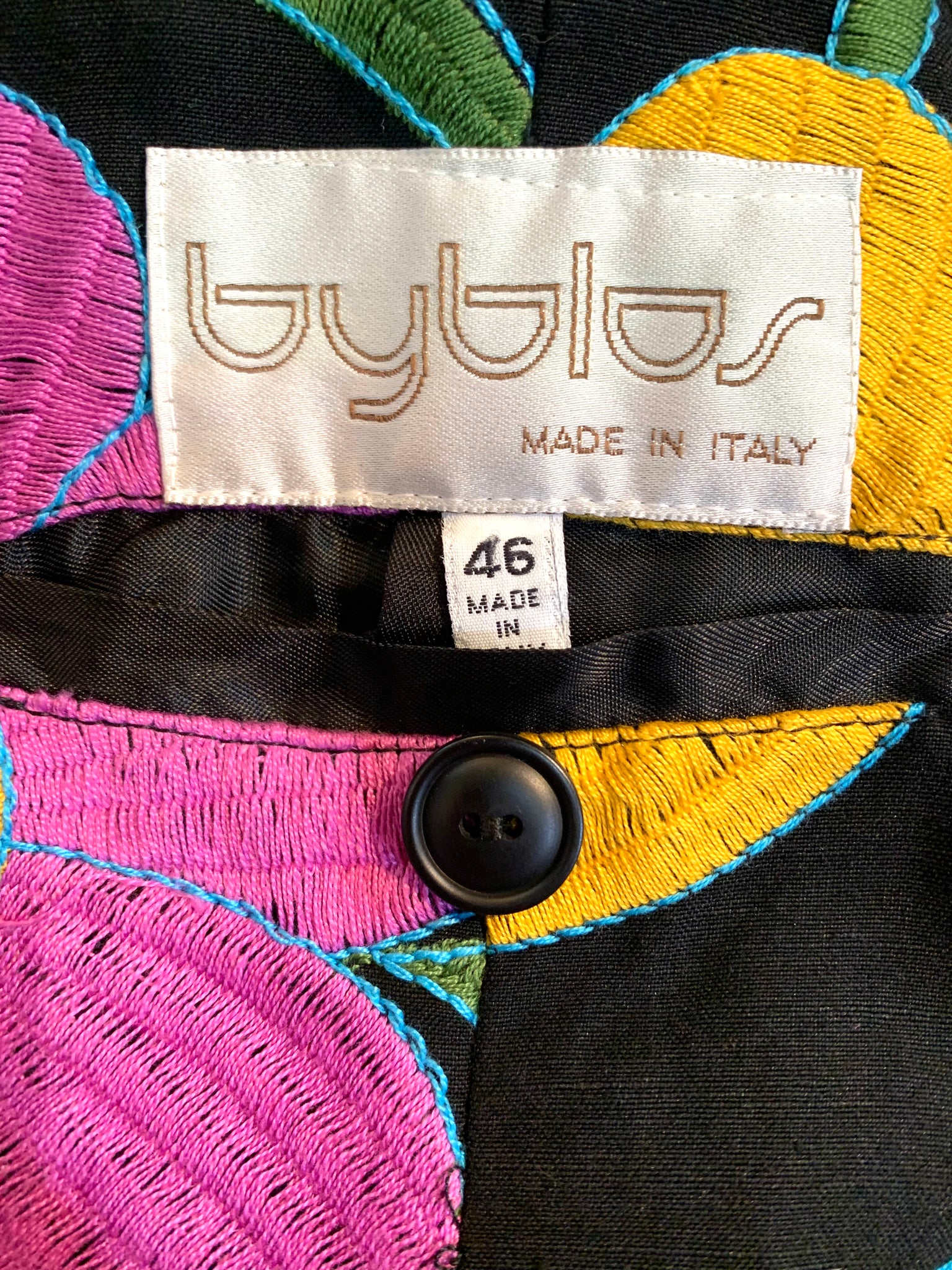 Byblos '80s Oversized Embroidered Linen Floral Blazer LABEL 5 of 5