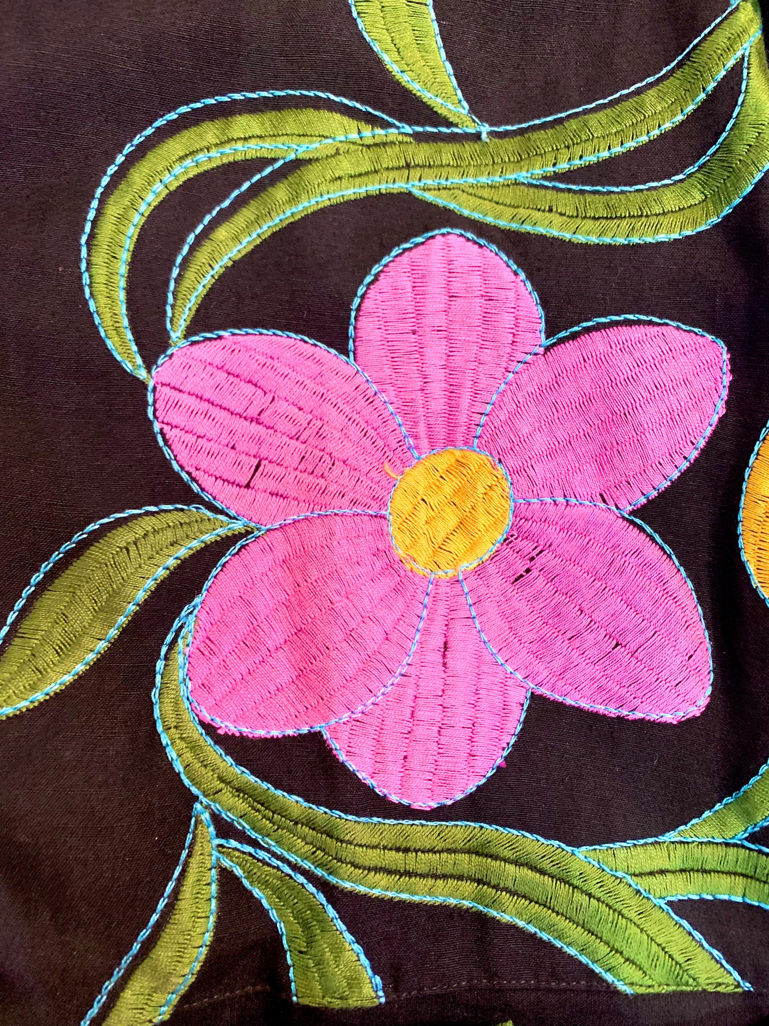 Byblos '80s Oversized Embroidered Linen Floral Blazer DETail 4 of 5