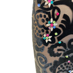 Early Bob Mackie - Elizabeth the First Black Devore Velvet Gown with Crystal Embellishments, detail 2