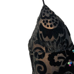 Early Bob Mackie - Elizabeth the First Black Devore Velvet Gown with Crystal Embellishments, right cup