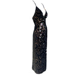Early Bob Mackie - Elizabeth the First Black Devore Velvet Gown with Crystal Embellishments, slight side 2