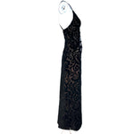 Early Bob Mackie - Elizabeth the First Black Devore Velvet Gown with Crystal Embellishments, side