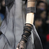Chanel F/W 2011 Black Lace Fingerless Runway Gloves, runway