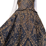 Christian Dior A/W 1954 'Mexique' Embellished Black Faille H Line Dress, looking up