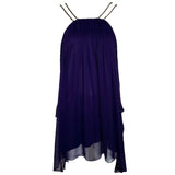 Thomas Wylde Purple Chiffon Micro Dress with Golden Chain Straps FRONT PHOTO 1 OF 7