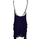 Thomas Wylde Purple Chiffon Micro Dress with Golden Chain Straps, back