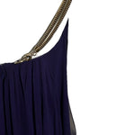 Thomas Wylde Purple Chiffon Micro Dress with Golden Chain Straps DETAIL STRAP SIDE PHOTO 5 OF 7