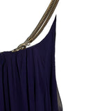 Thomas Wylde Purple Chiffon Micro Dress with Golden Chain Straps DETAIL STRAP SIDE PHOTO 5 OF 7