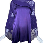 Thomas Wylde Purple Chiffon Micro Dress with Golden Chain Straps INTERIOR FRONT PHOTO 4 OF 7