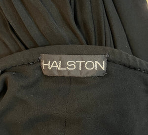 Halston Fall 1981 Black "Sexy Slink" Jersey Halter/One Shoulder Gown LABEL 4 of 4
