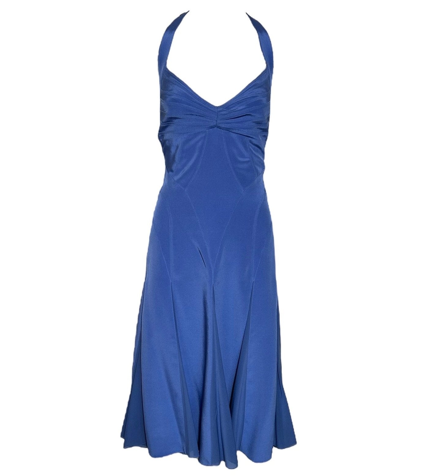 Zac Posen Periwinkle Blue Halter Flare Dress FRONT PHOTO 1 OF 6