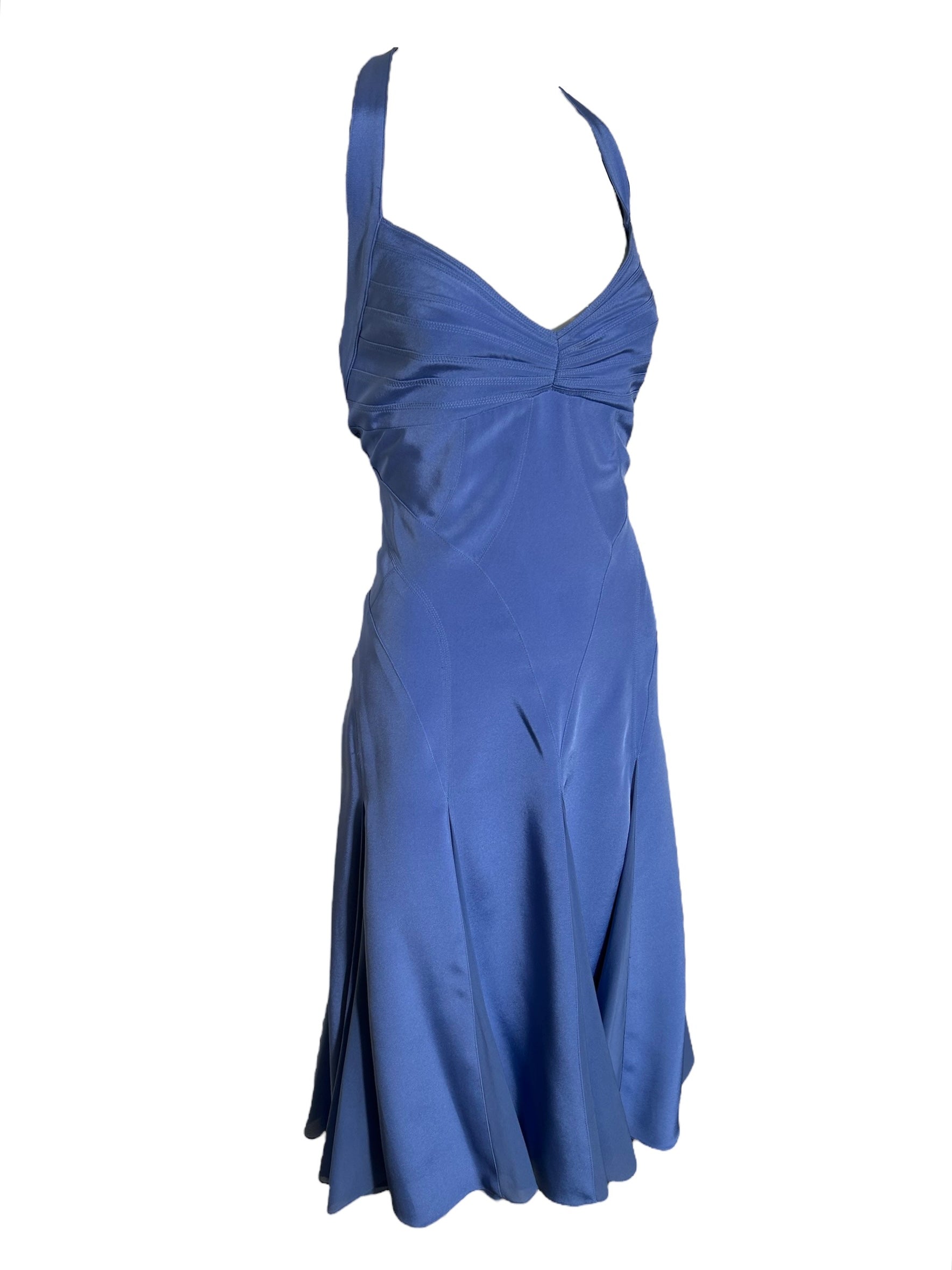 Zac Posen Periwinkle Blue Halter Flare Dress PROFILE PHOTO 2 OF 6