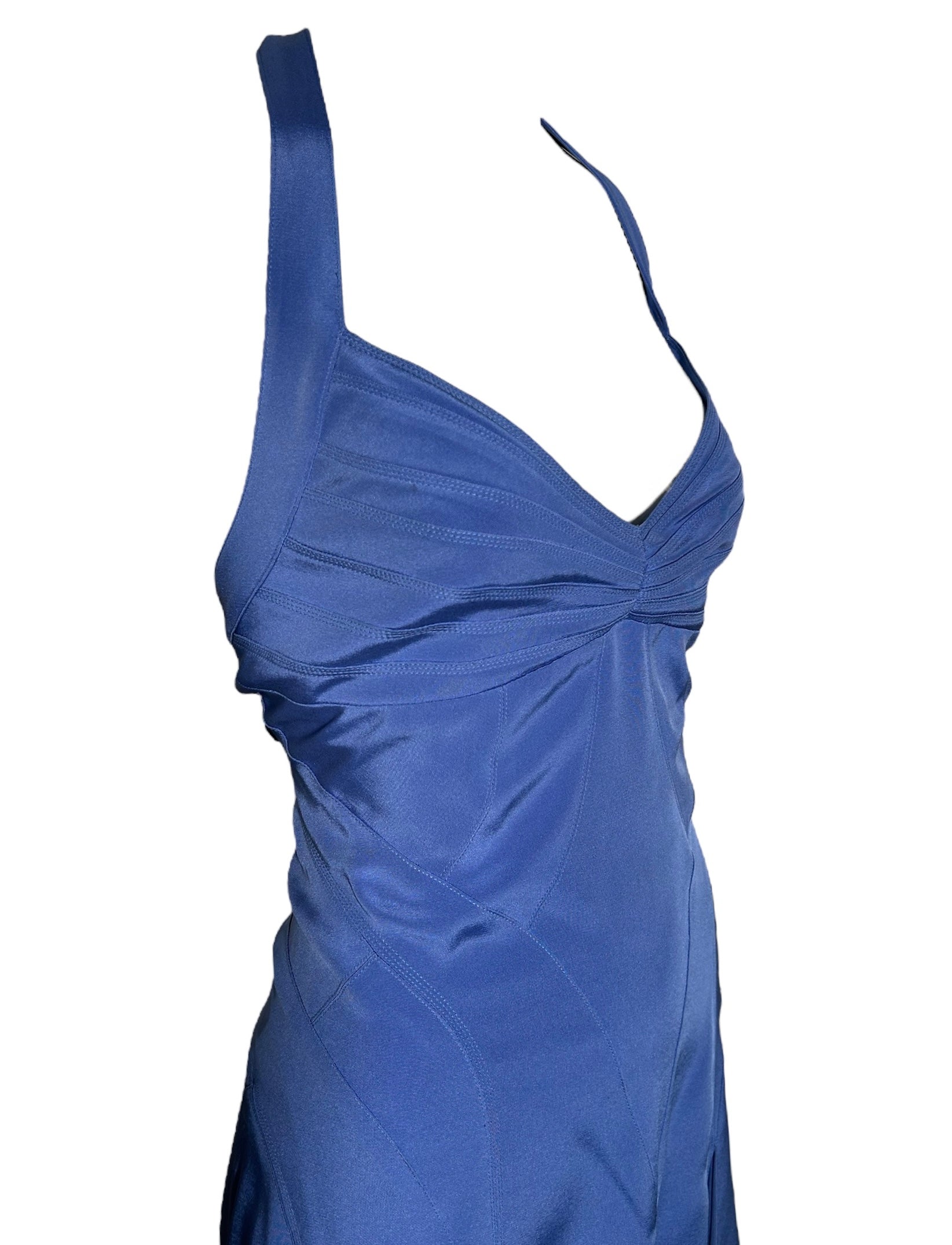 Zac Posen Periwinkle Blue Halter Flare Dress DETAIL PHOTO 5 OF 6