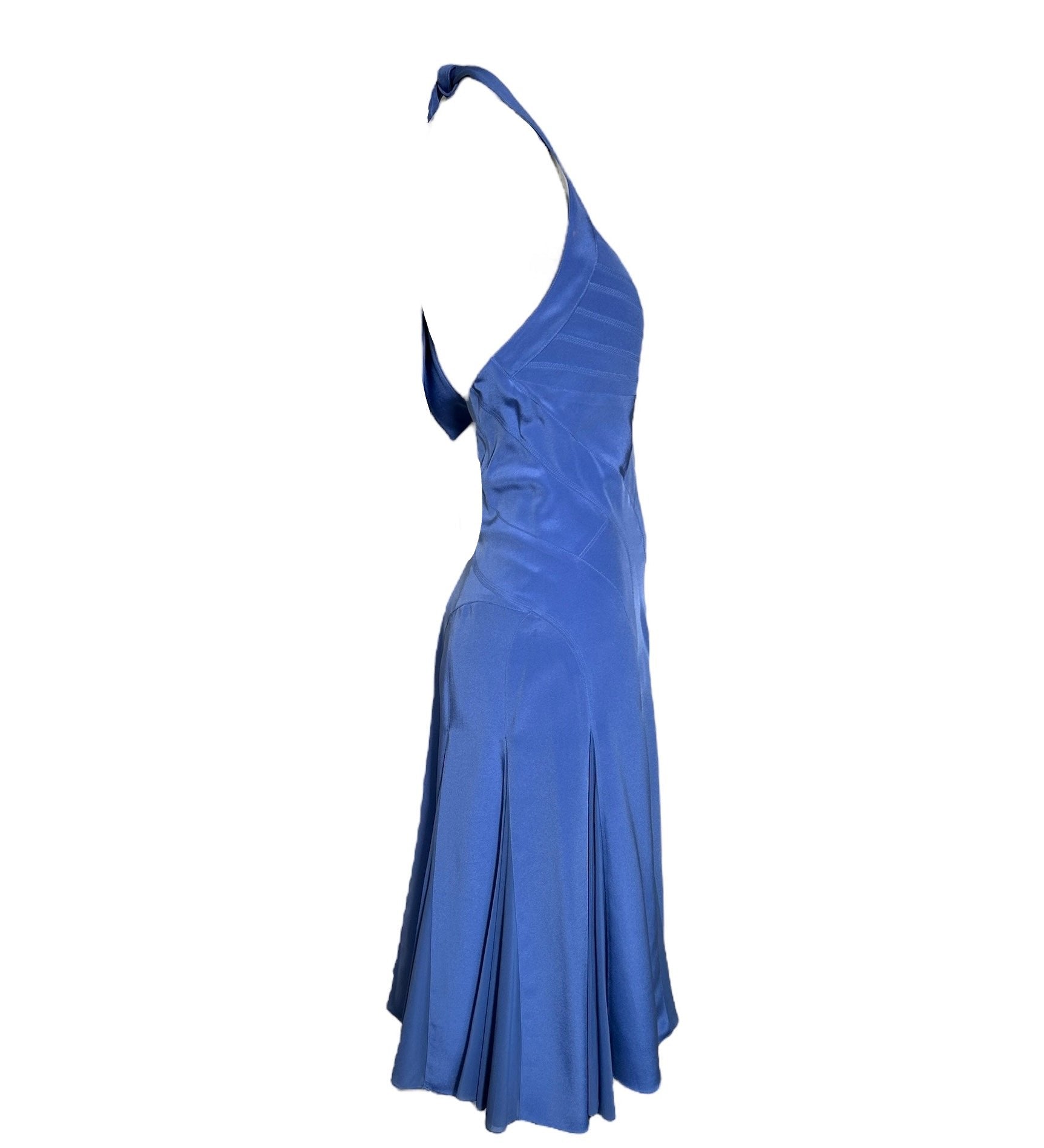 Zac Posen Periwinkle Blue Halter Flare Dress SIDE PHOTO 3 OF 6