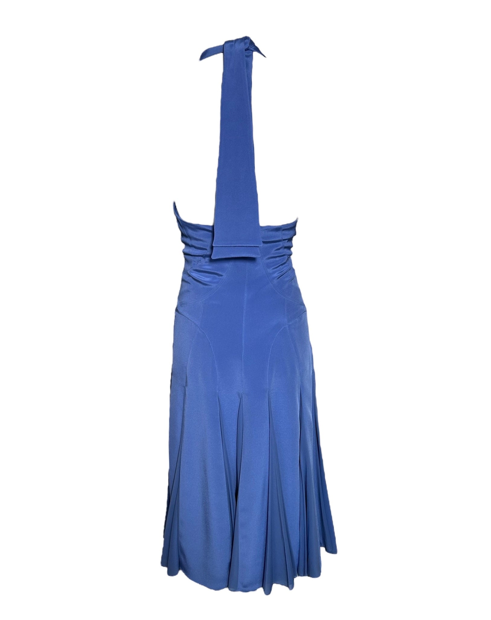 Zac Posen Periwinkle Blue Halter Flare Dress BACK PHOTO 4 OF 6