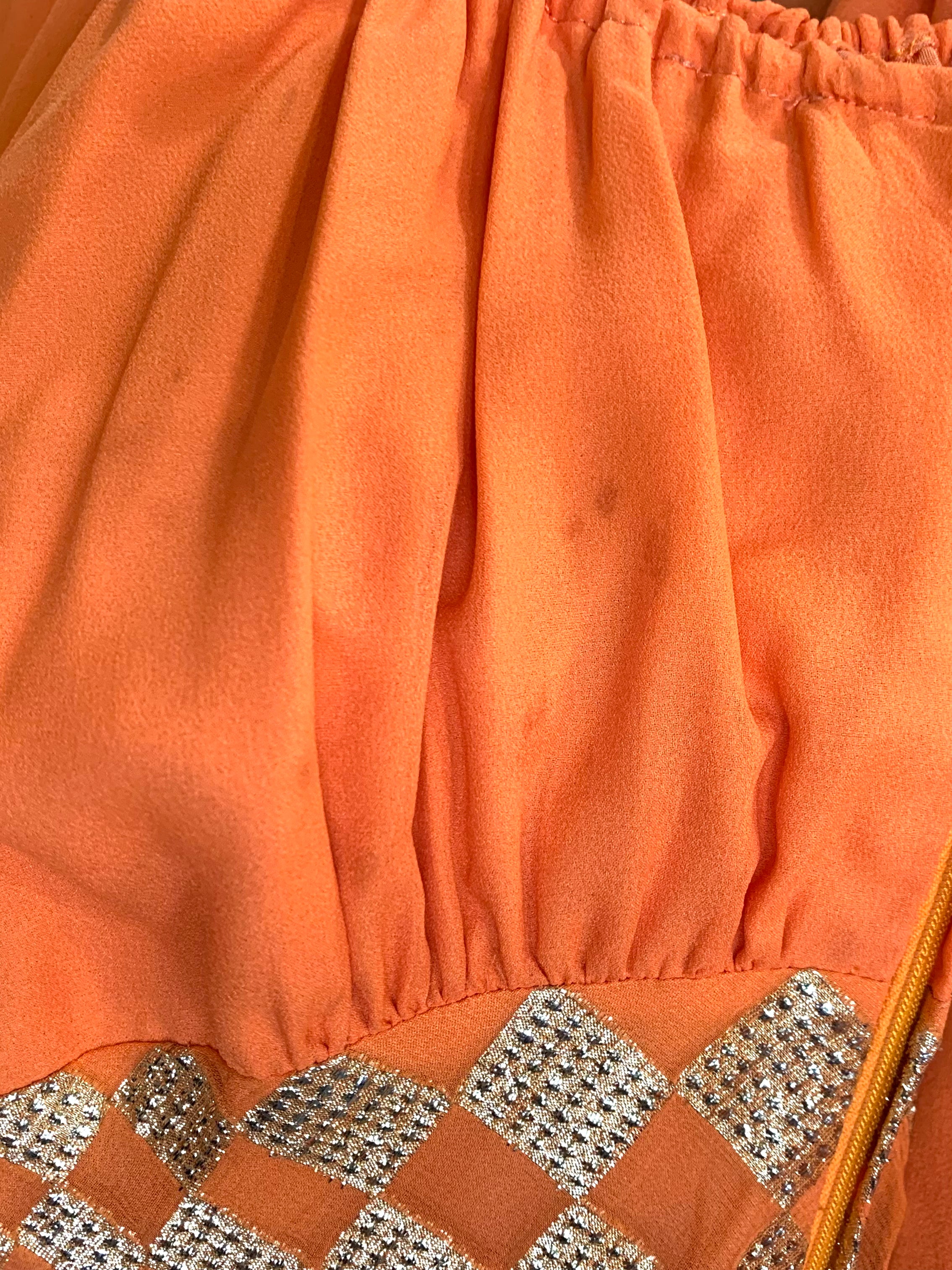 Christian Dior Boutique S/S 1968 Byzantine Orange and Gold Lamé Bohemian Gown BACK FLAWS NEAR SIDE ZIPPER 4/6