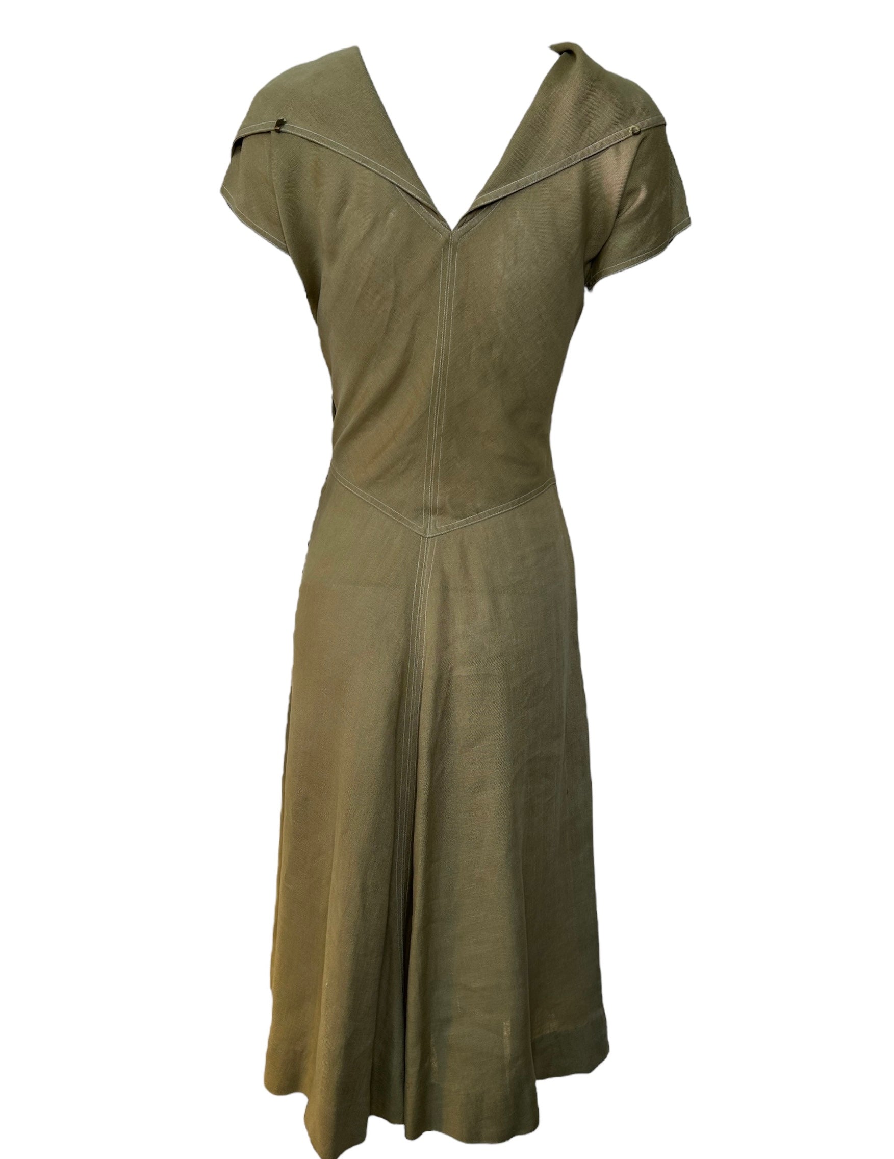 Claire McCardell Avocado Green Dress BACK PHOTO CLASP UNDONE 3 OF 7