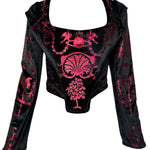 Vivienne Westwood 1992 'Salon' Black Corset Top with Red Metallic Boulle Foil Print FRONT PHOTO 1 OF 11 