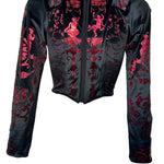 Vivienne Westwood 1992 'Salon' Black Corset Top with Red Metallic Boulle Foil Print BACK PHOTO 4 OF 11