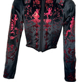 Vivienne Westwood 1992 'Salon' Black Corset Top with Red Metallic Boulle Foil Print BACK PHOTO 4 OF 11