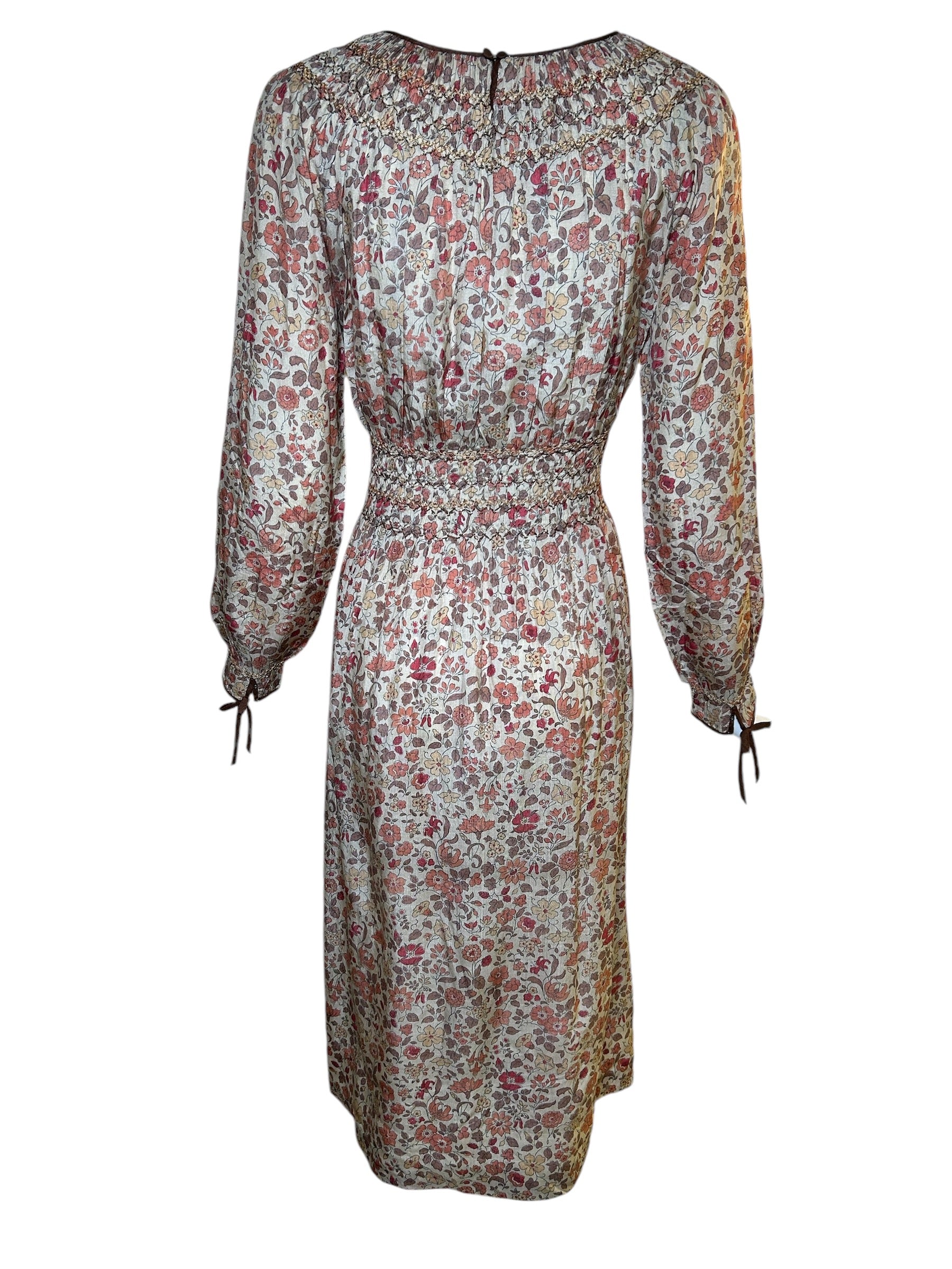 Liberty & Co 1970s Block Print Floral Dress BACK PHOTO 5 OF 8