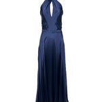 Ralph Lauren Navy Cross Halter Silk Gown FRONT PHOTO 1 OF 6