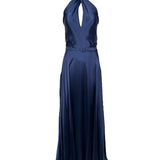 Ralph Lauren Navy Cross Halter Silk Gown FRONT PHOTO 1 OF 6