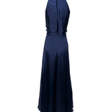 Ralph Lauren Navy Cross Halter Silk Gown BACK PHOTO 4 OF 6