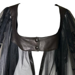  Dramatic Leather Filigree and Tulle Balloon Sleeve Jacket FRONT PHOTO DETAIL 5 OF 5