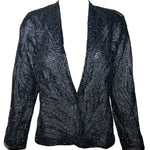 Halston 70s Black Feather Motif Beaded Jacket LOOSER CLOSURE PHOO 5 OF 9