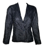 Halston 70s Black Feather Motif Beaded Jacket FRONT PHOTO TIGHTEST CLOSURE 1 OF 9
