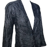 Halston 70s Black Feather Motif Beaded Jacket PROFILE PHOTO 2 OF 9