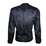 Halston 70s Black Feather Motif Beaded Jacket BACK PHOTO 6 OF 9