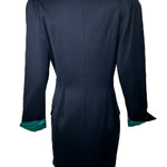 Genny Silk Green Lapel Suit Dress with Golden Detail BACK PHOTO 4 OF 7