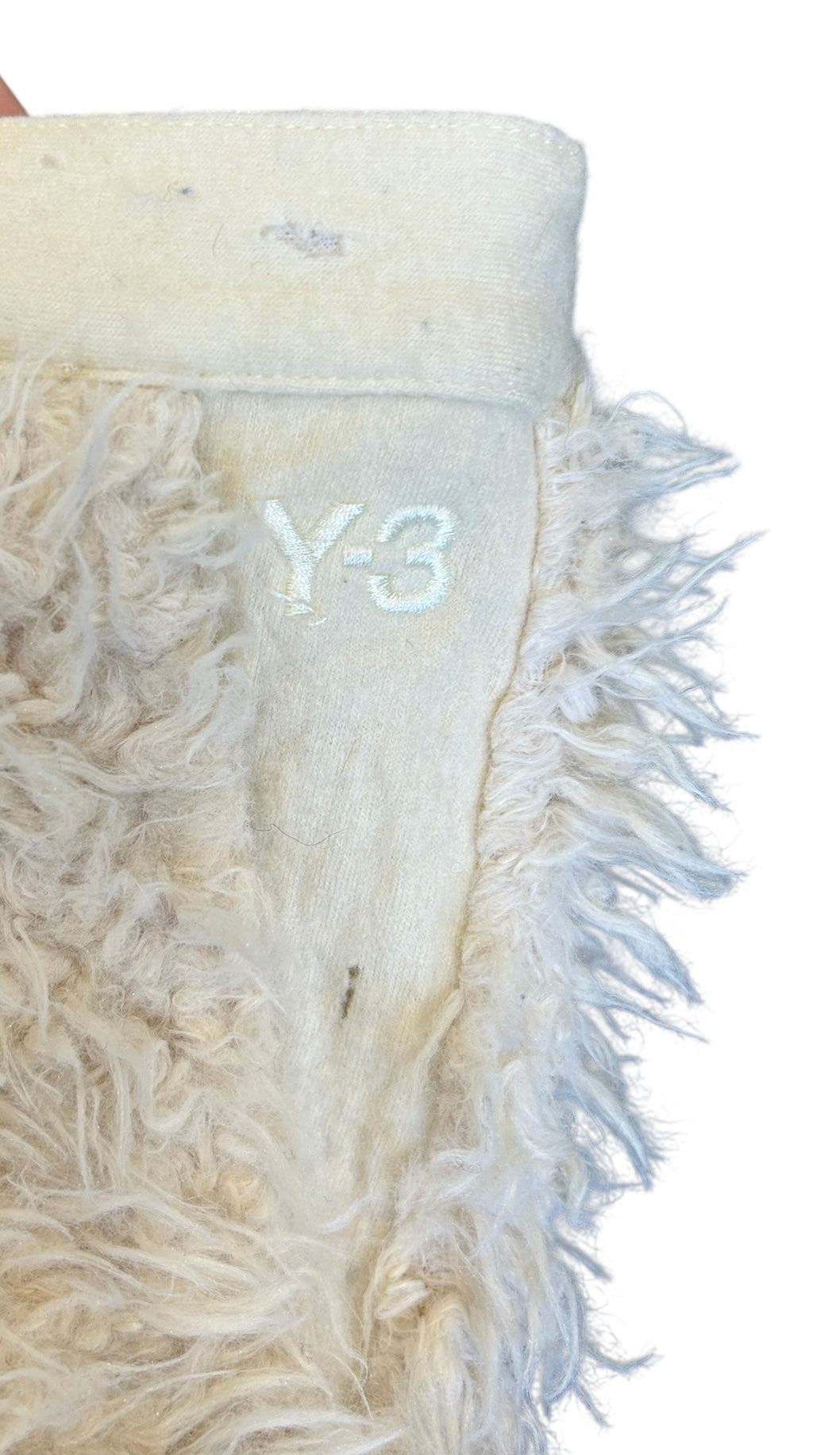 Y-3 Yohji Yamamoto x Adidas Cream Wool Fur Shorts HOLE PHOTOS AND EMBROIDERED LOGO AT POCKET 6 OF 7