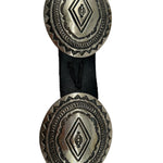 Pete Morgan Navajo Hammered Silver Concho Belt BUCKLE HOOK AND LEATHER 4 OF 5