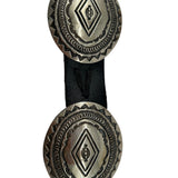 Pete Morgan Navajo Hammered Silver Concho Belt BUCKLE HOOK AND LEATHER 4 OF 5