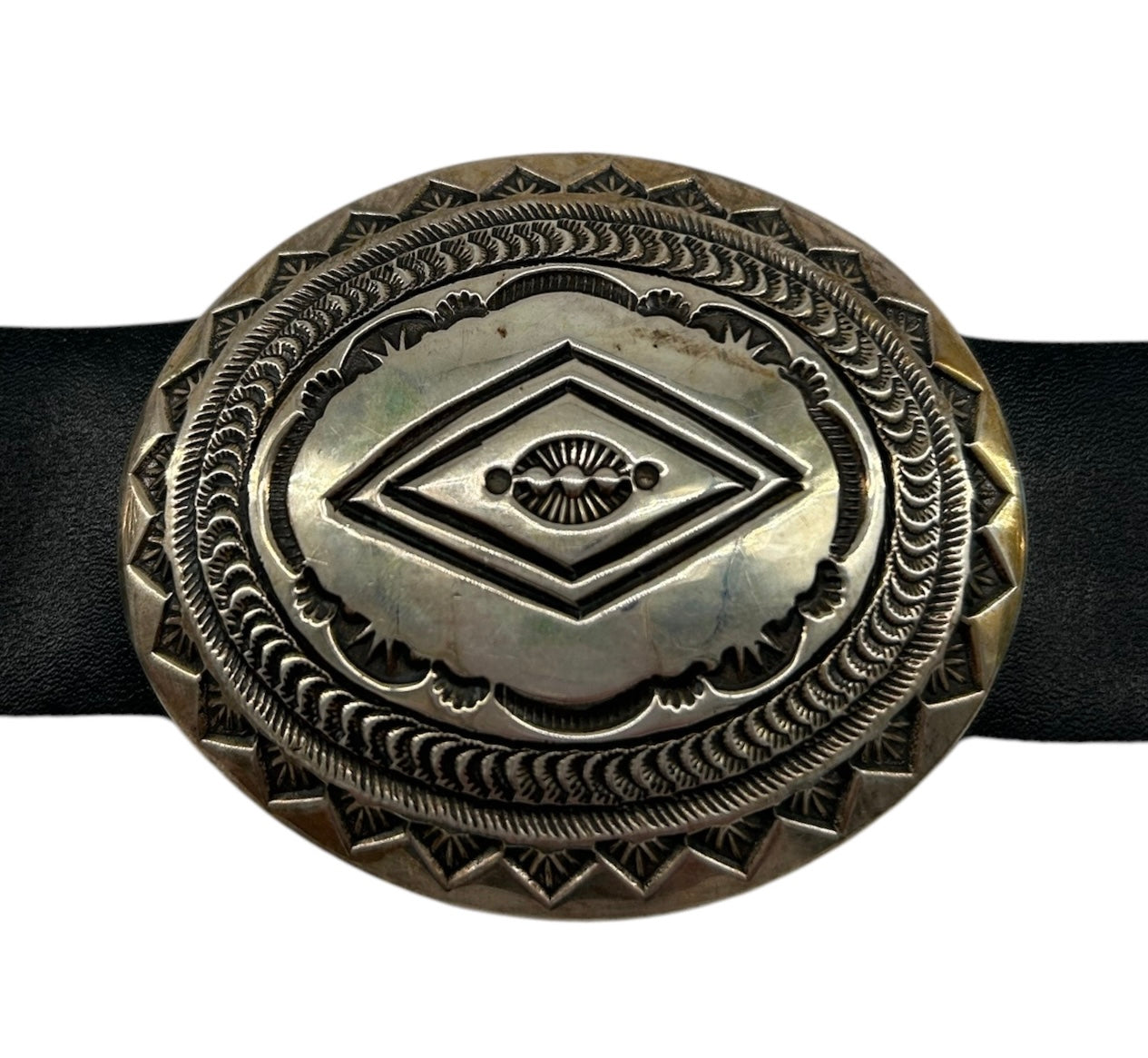 Pete Morgan Navajo Hammered Silver Concho Belt CLOSE UP SILVER 2 OF 5