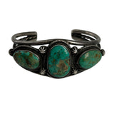 Navajo Three Stone Turquoise Cuff with Starburst Points FRONT PHOTO 1 OF 5