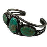 Navajo Three Stone Turquoise Cuff with Starburst Points TOP SIDE PHOTO 3 OF 5