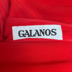 Galanos 80s Red Silk Ruched Front Gown LABEL 5 of 5