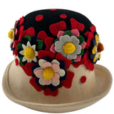 Lancaster 60s Wool Felt Floral Collage Cap Hat